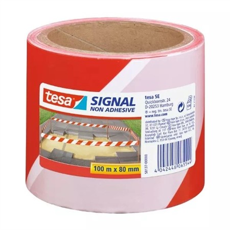 Tesa Barrier Tape Red/ White 80mm x 100m